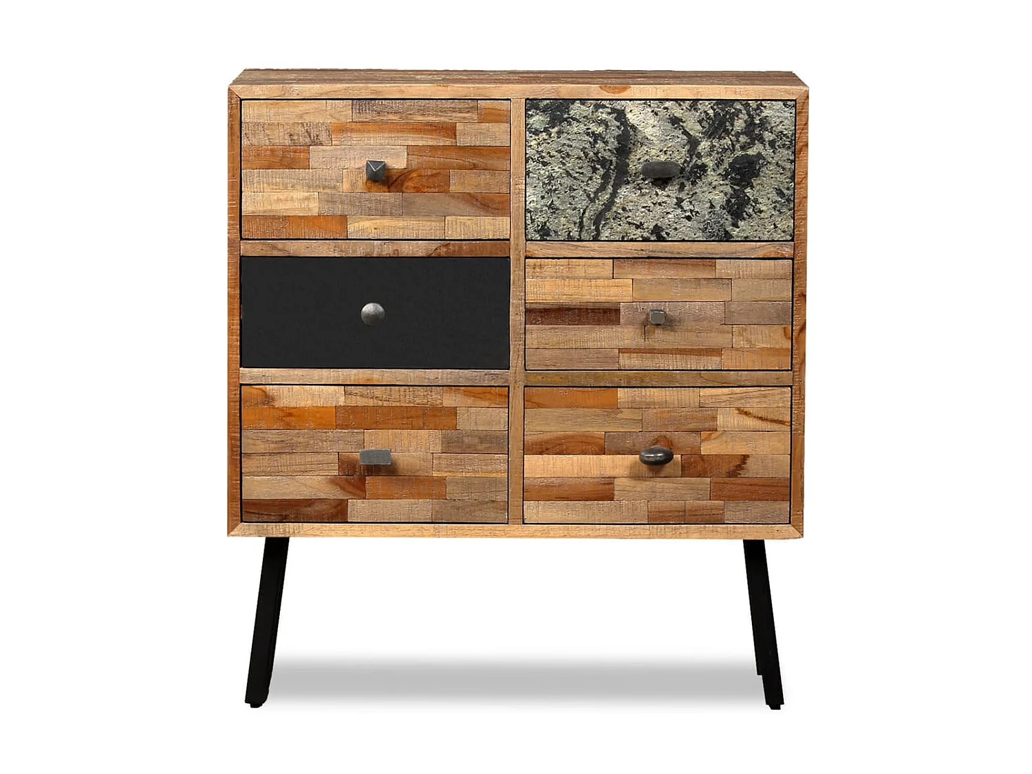 Armoire latérale avec 6 tiroirs Teck massif de récupération SBC9651