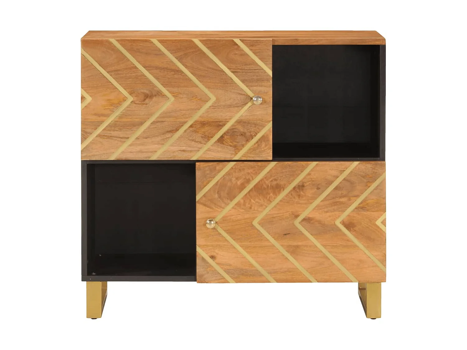 Armoire latérale marron et noir 80x33,5x75 cm bois de manguier QWE76571