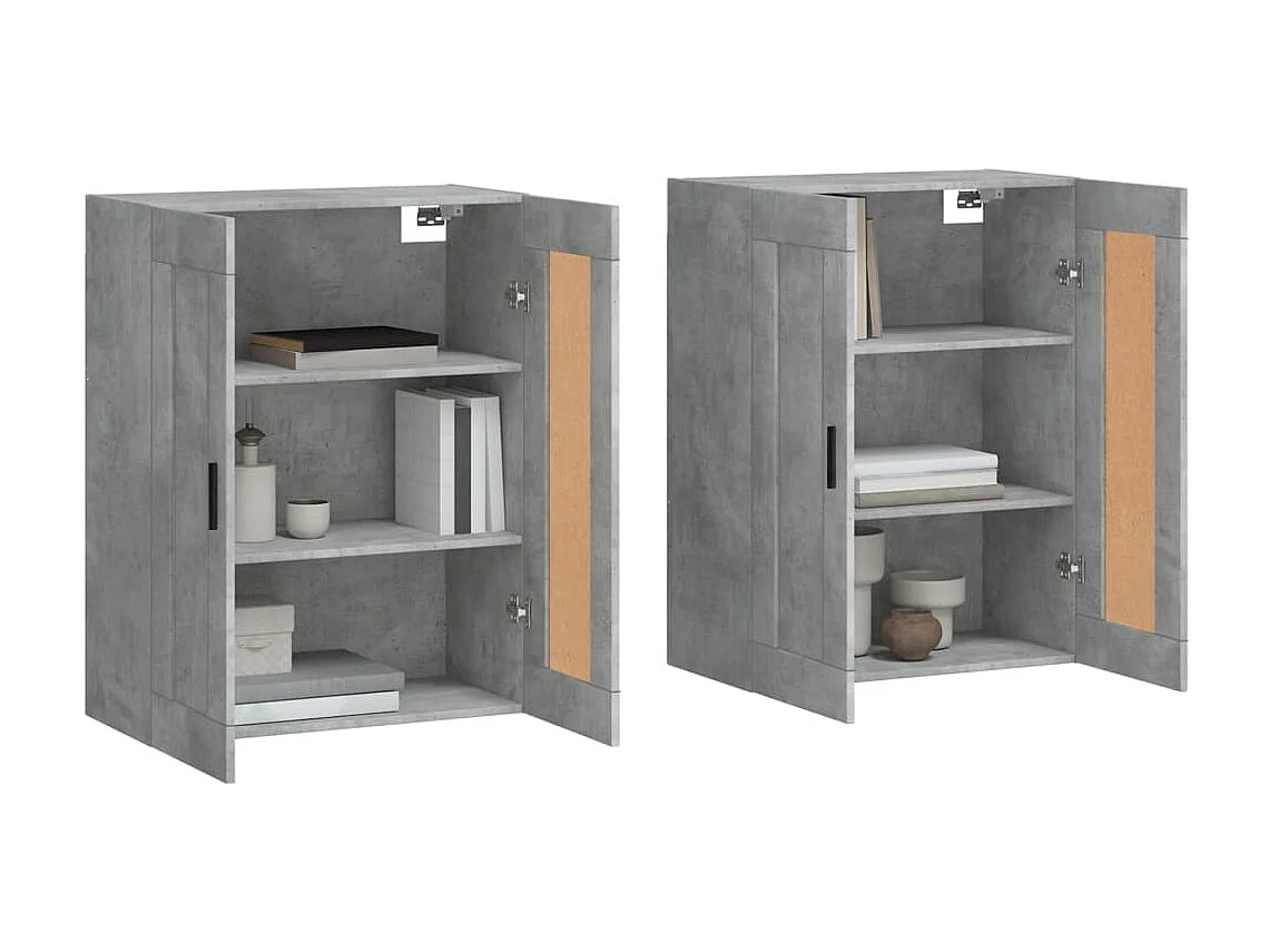 lot de 2 Armoires murales gris béton bois d'ingénierie QWE18499