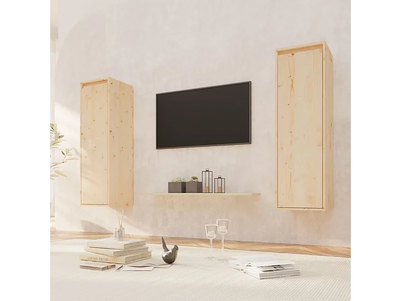 2 pcs Armoires murales 30x30x100 cm Bois de pin massif OIU72624