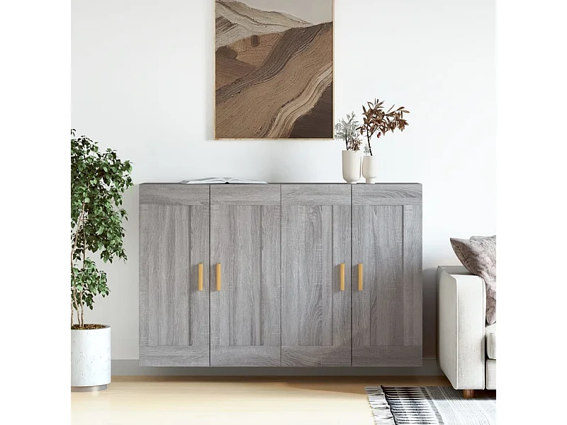 Armarios de pared 2 uds madera de ingeniería gris Sonoma ES364028