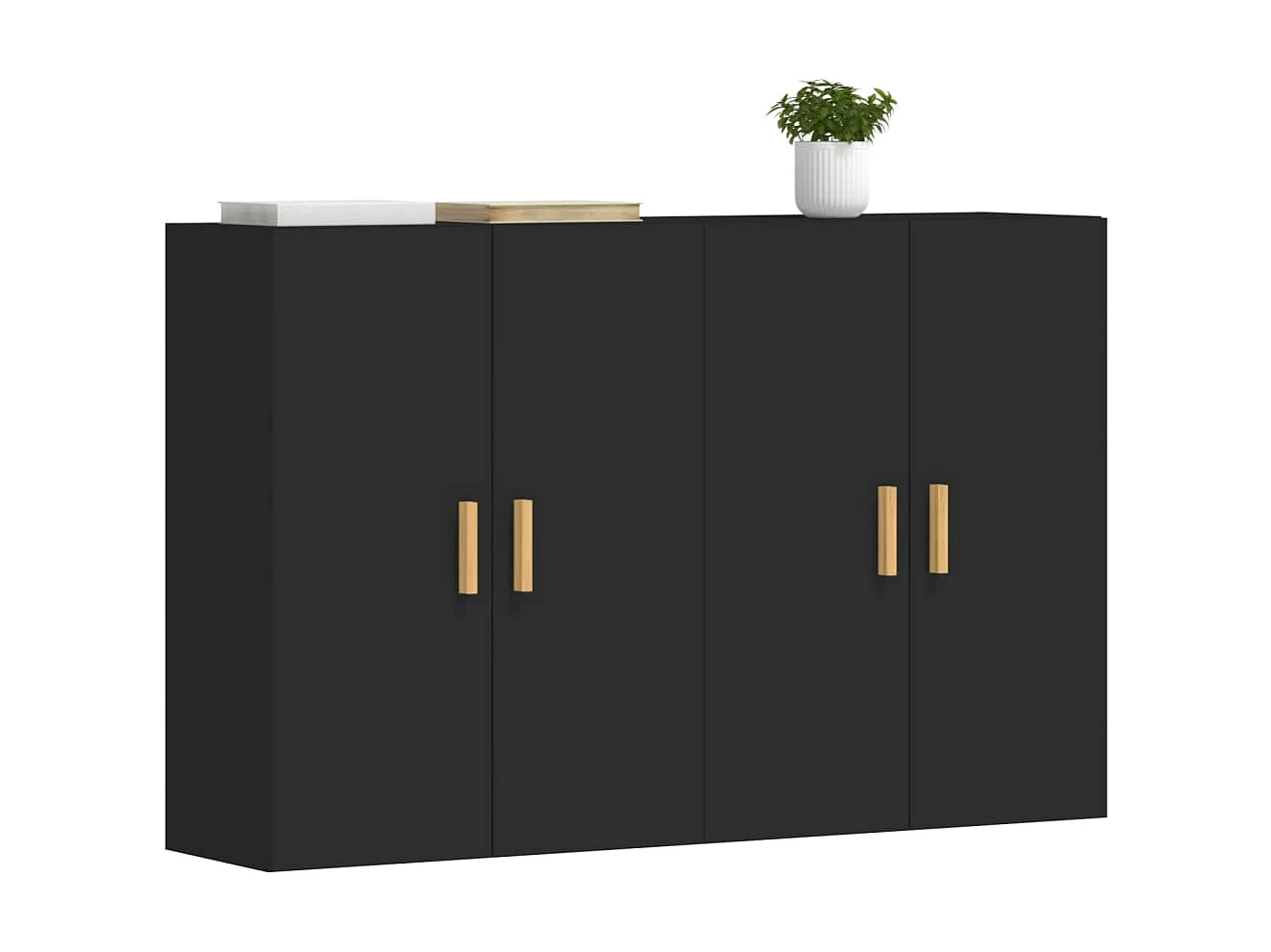 Armarios de pared 2 uds madera de ingeniería negro ES724449