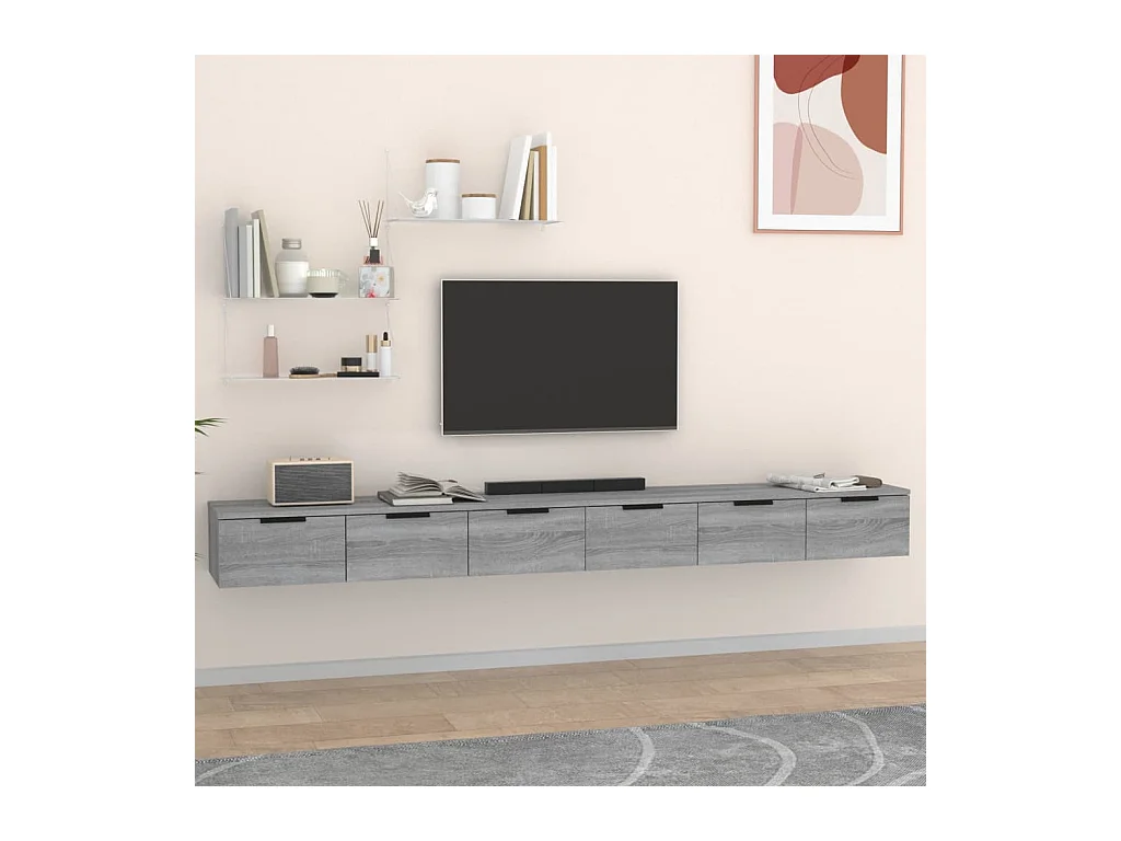 2 pcs Armoires murales Sogris 102x30x20cm Bois d'ingénierie OIU25665