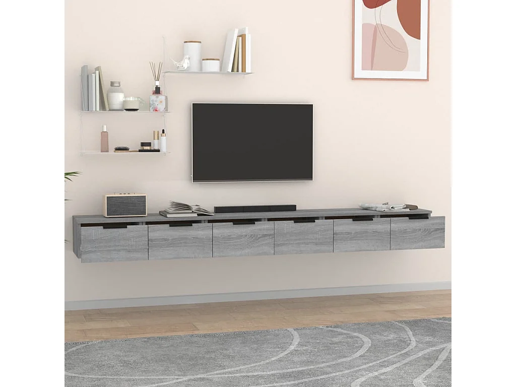 2 pcs Armoires murales Sogris 102x30x20cm Bois d'ingénierie OIU25665