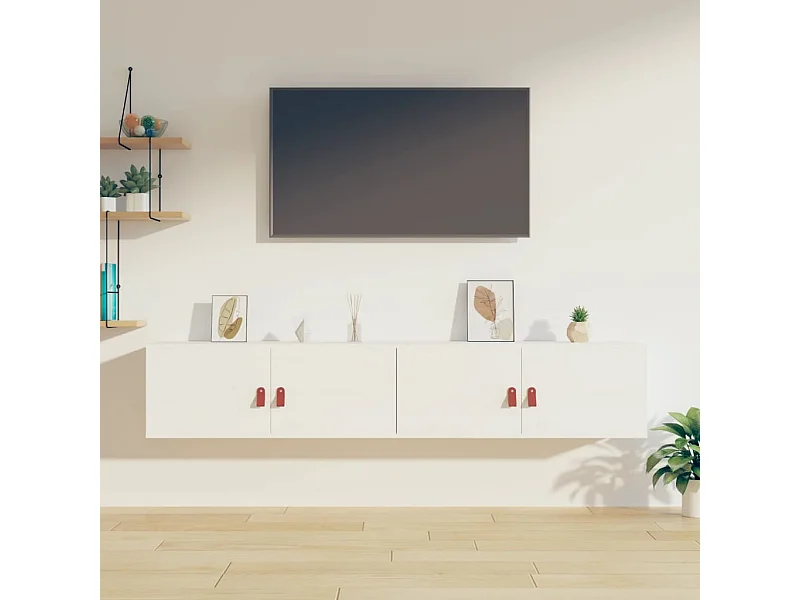 Armários de parede 2 pcs 80x30x30 cm pinho maciço branco PT286309