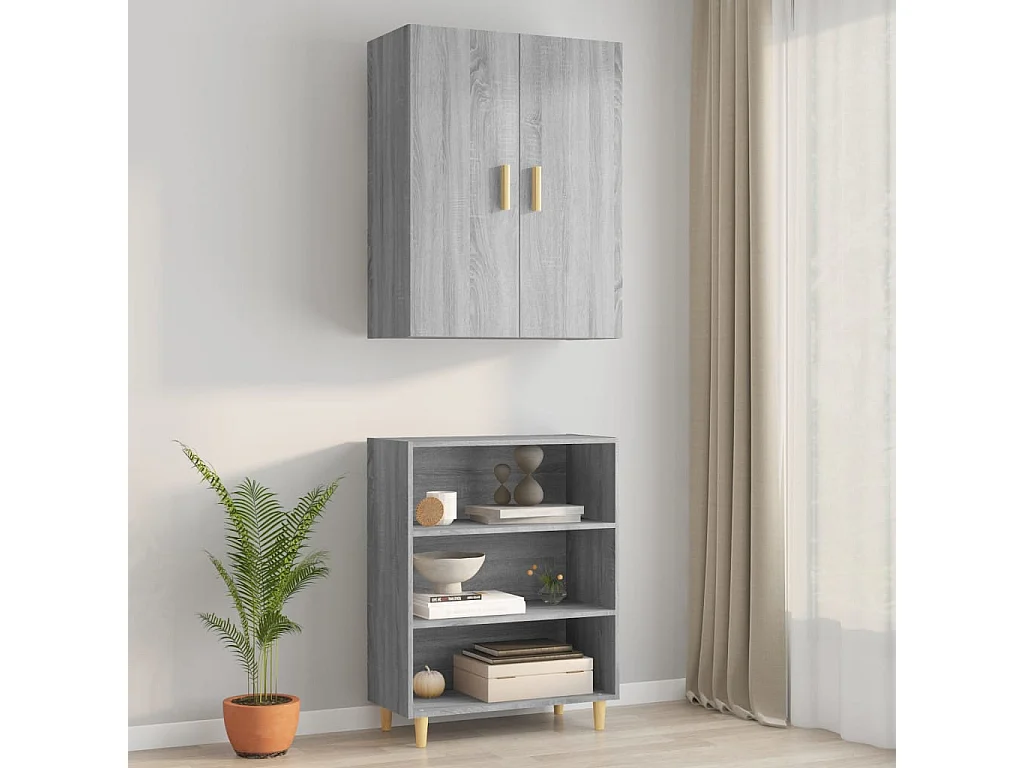 Armario de pared colgante gris Sonoma 69,5x34x90 cm ES232470
