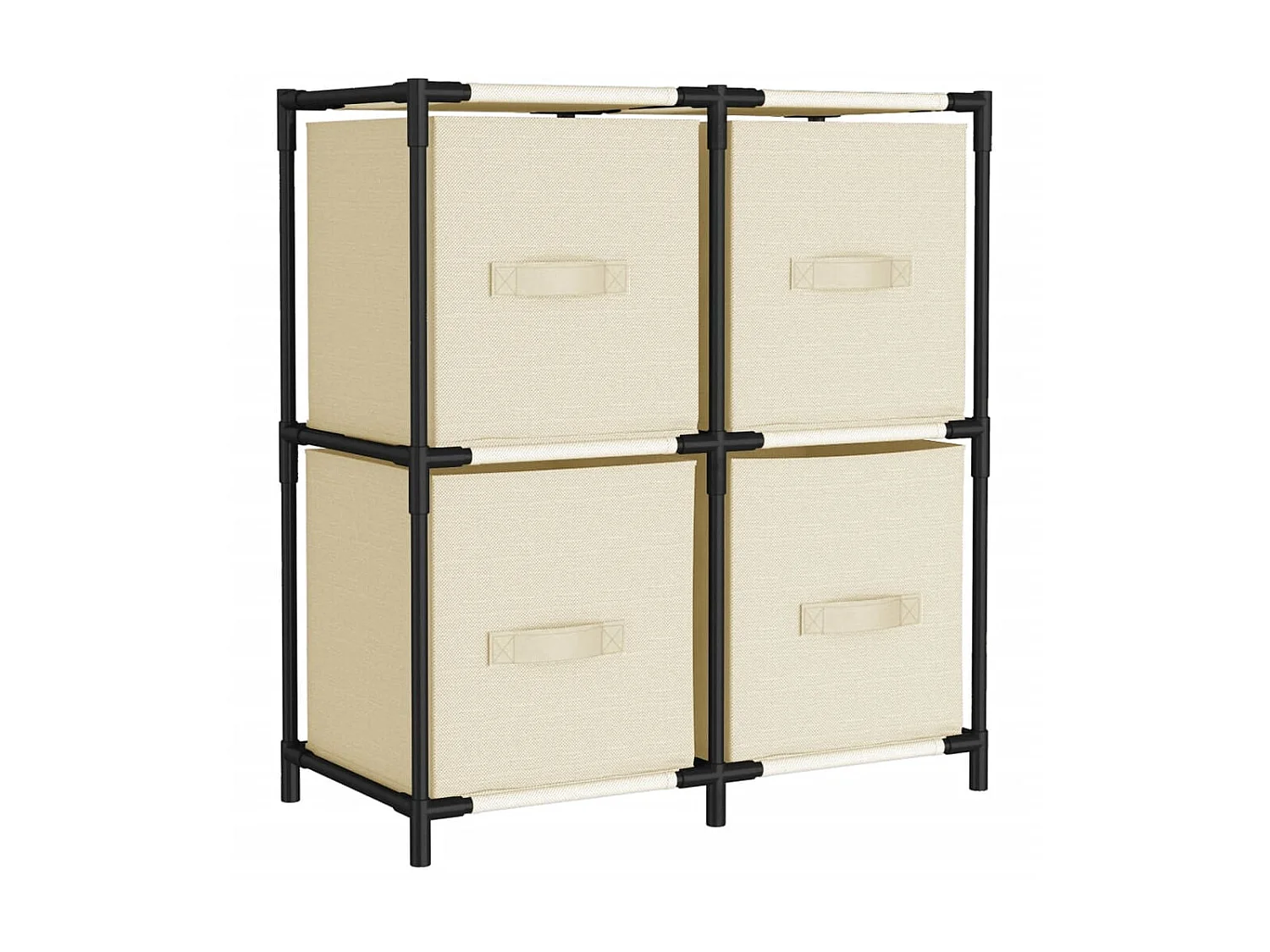 Armário de arrumação com 4 cestos tecido 63x30x71 cm aço creme PT862321