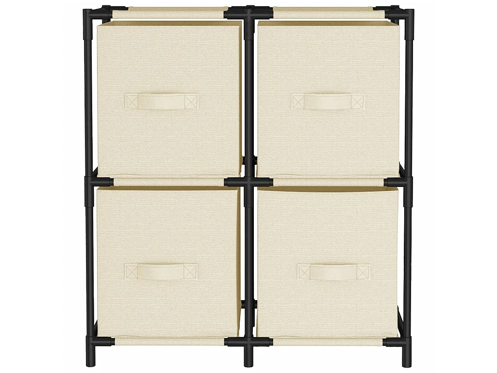 Armario almacenaje de acero con 4 cestas tela crema 63x30x71 cm ES666265