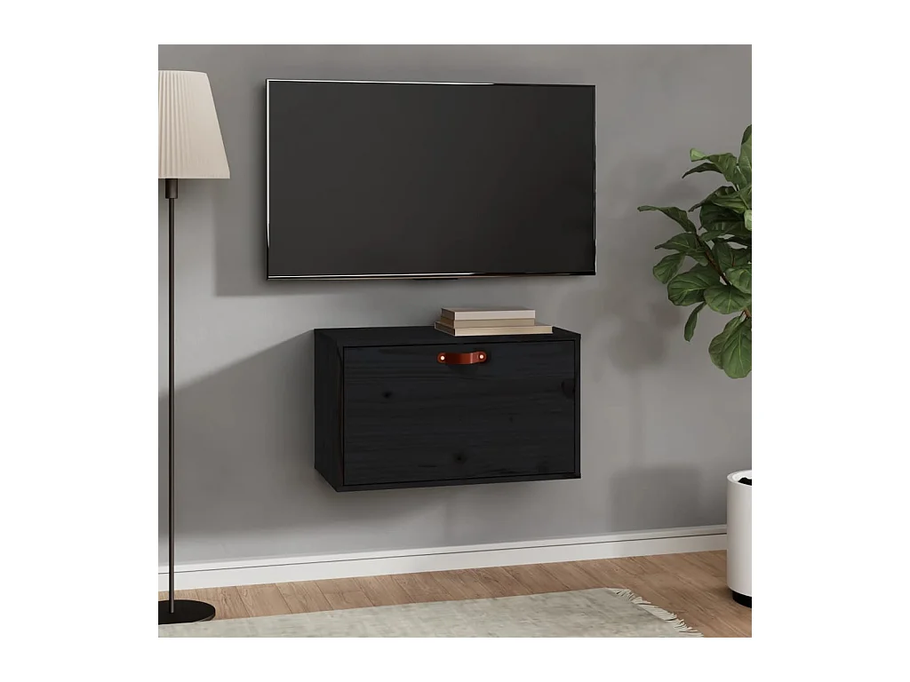 Armoire murale Noir 60x30x35 cm Bois de pin massif OLA9420