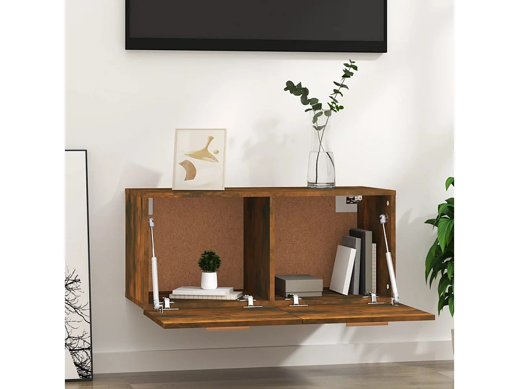 Armario de pared madera ingeniería roble ahumado 80x35x36,5 cm ES107949