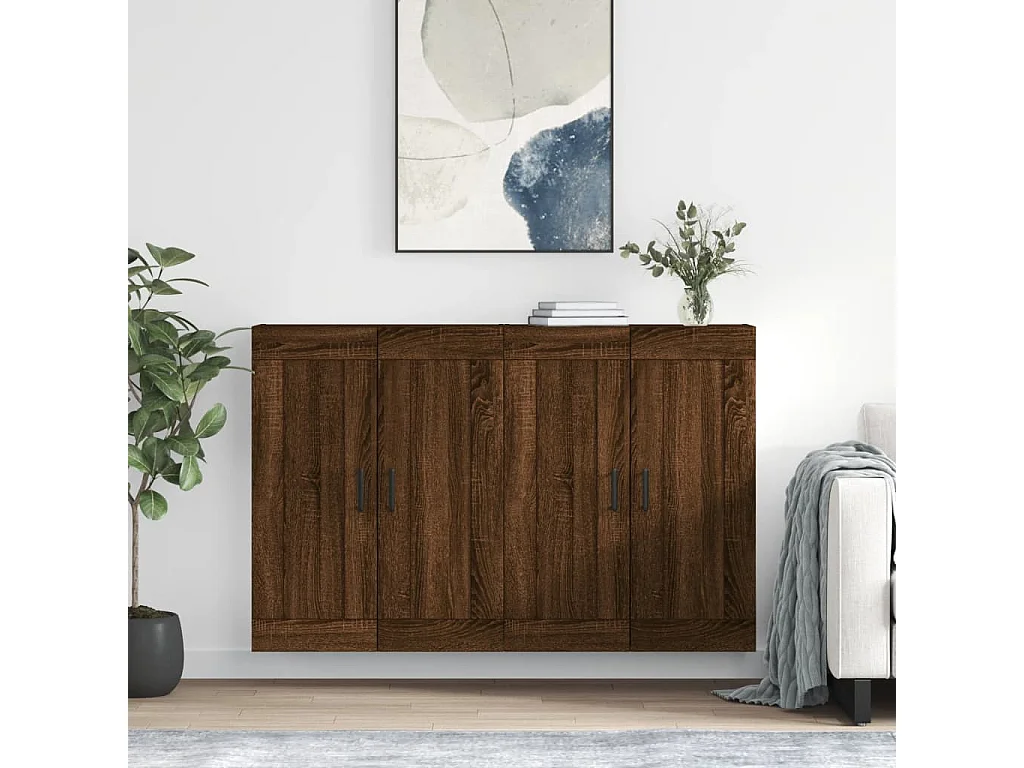 Armarios de pared 2 uds madera de ingeniería marrón roble ES378298