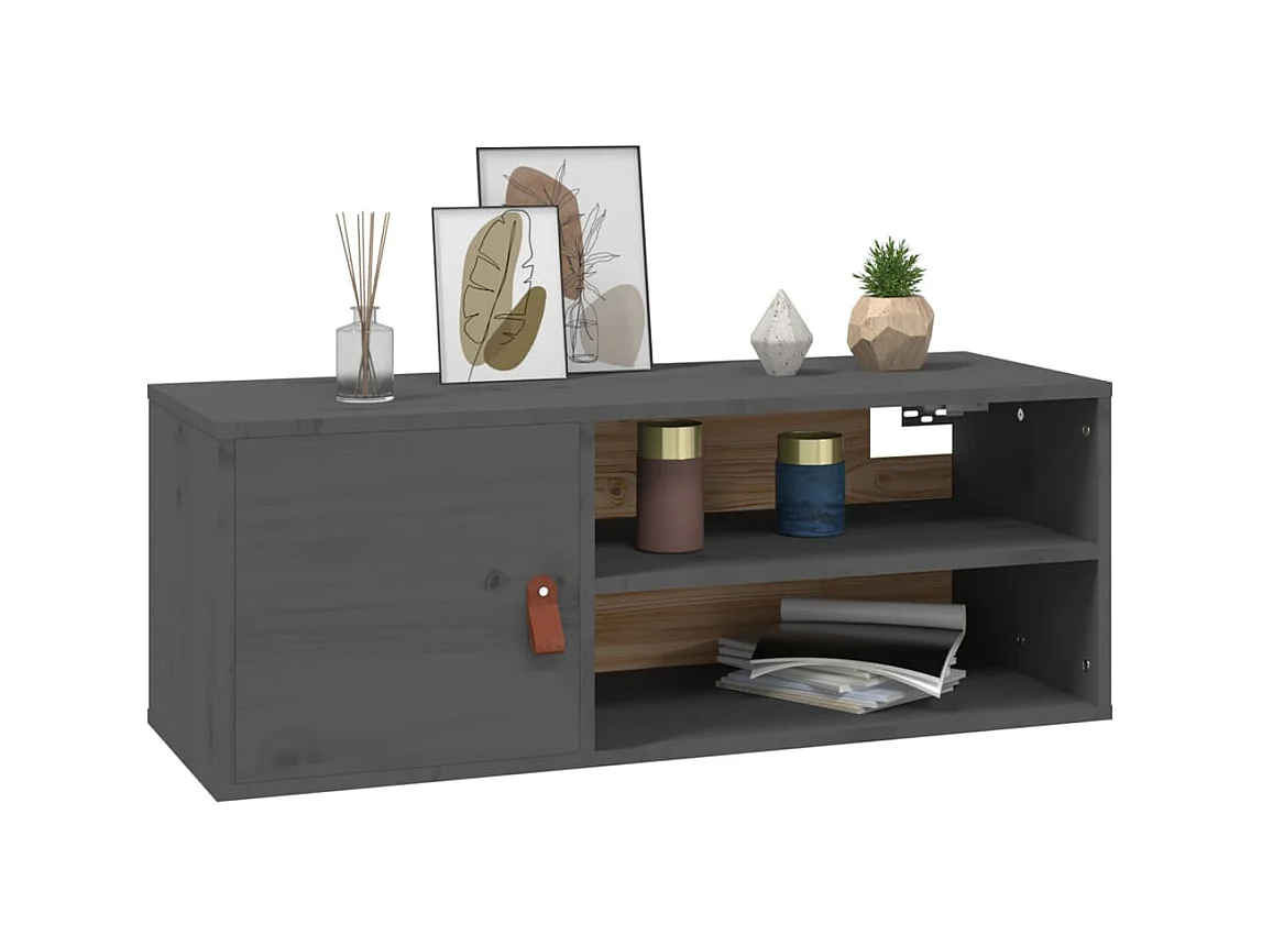 Armário de parede 80x30x30 cm madeira de pinho maciça cinza PT356306