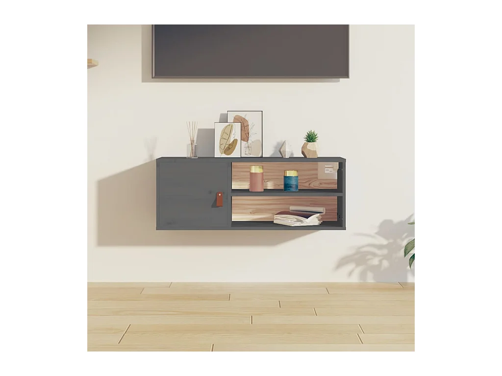 Armoire murale Gris 80x30x30 cm Bois de pin massif OLA9430