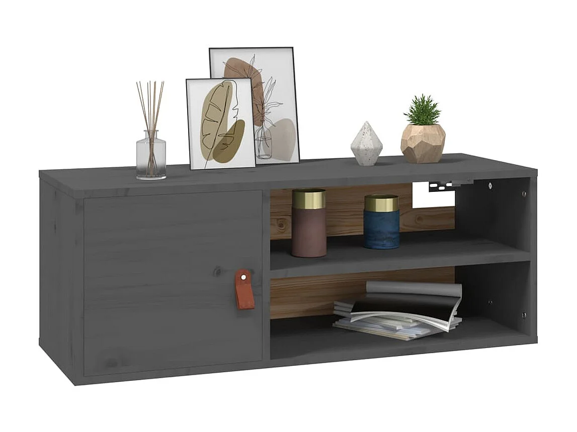 Armoire murale Gris 80x30x30 cm Bois de pin massif OLA9430