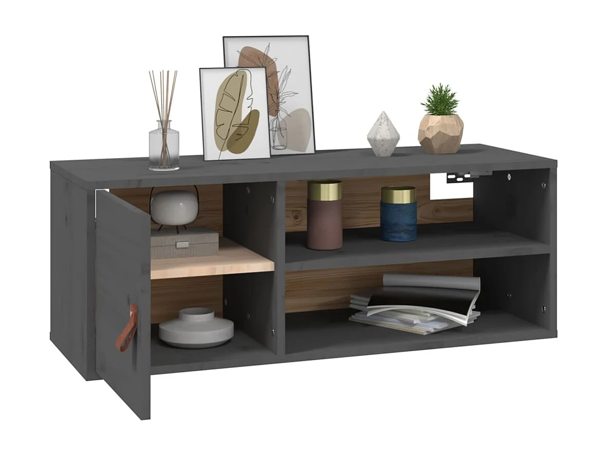 Armoire murale Gris 80x30x30 cm Bois de pin massif OLA9430