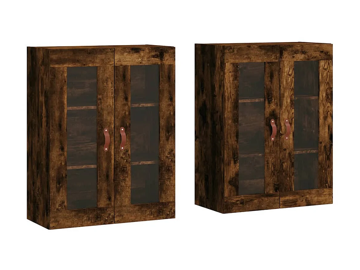 2 pcs Armoires murales chêne fumé bois d'ingénierie OIU53678