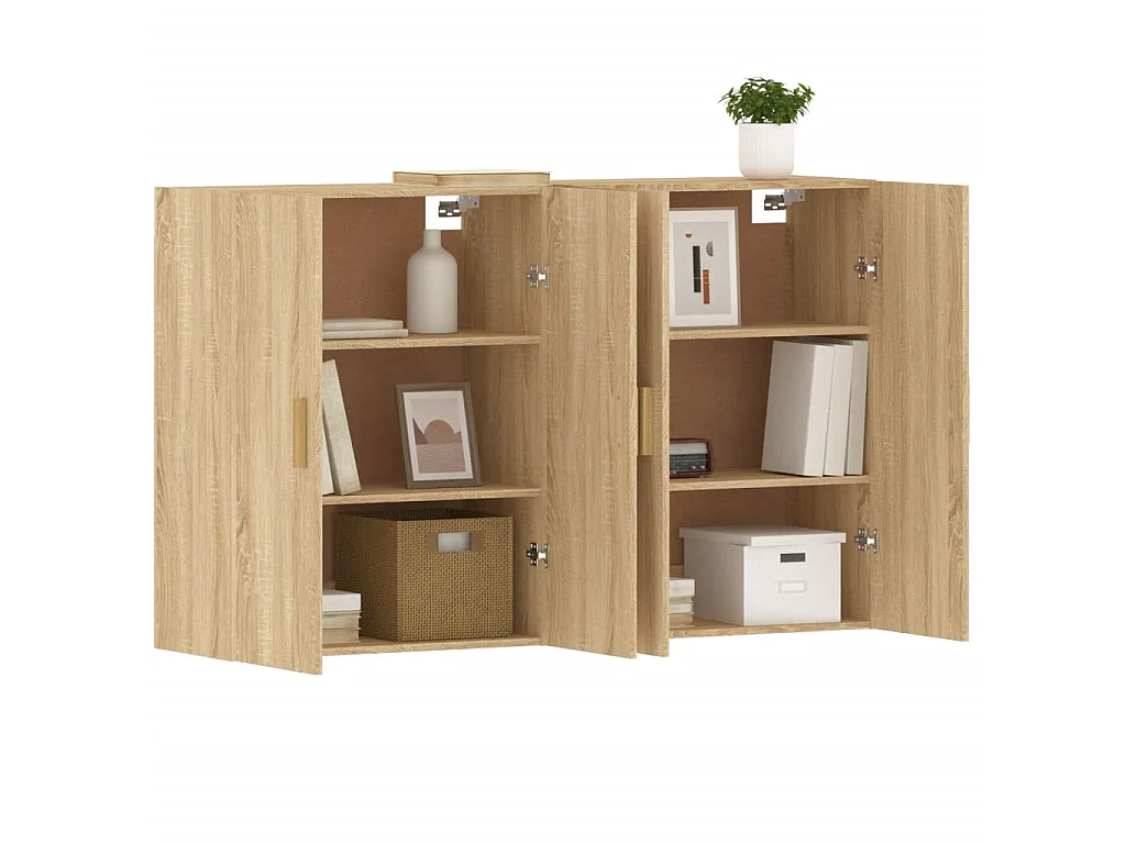 2 pcs Armoires murales chêne sobois d'ingénierie OIU76247