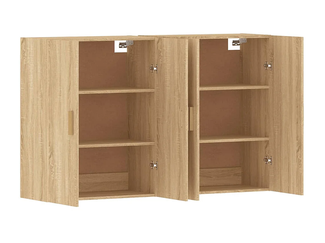2 pcs Armoires murales chêne sobois d'ingénierie OIU76247