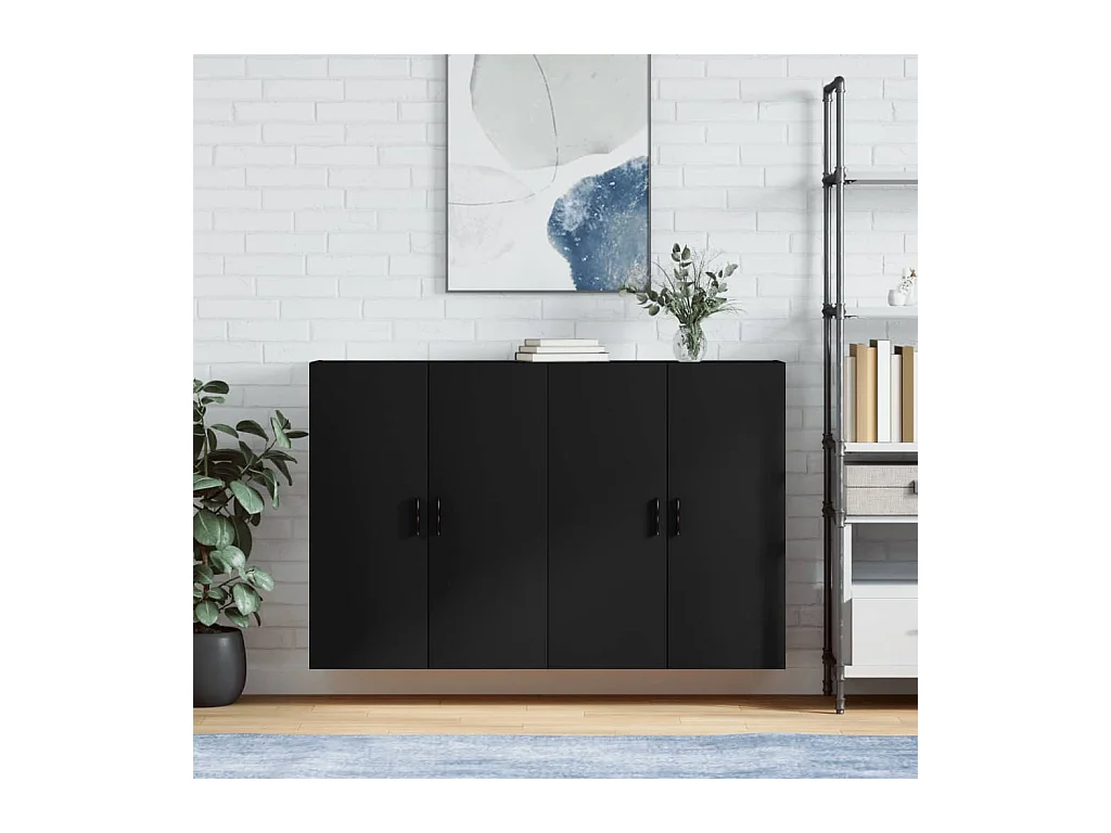 lot de 2 Armoires murales noir 69,5x34x90 cm QWE31328