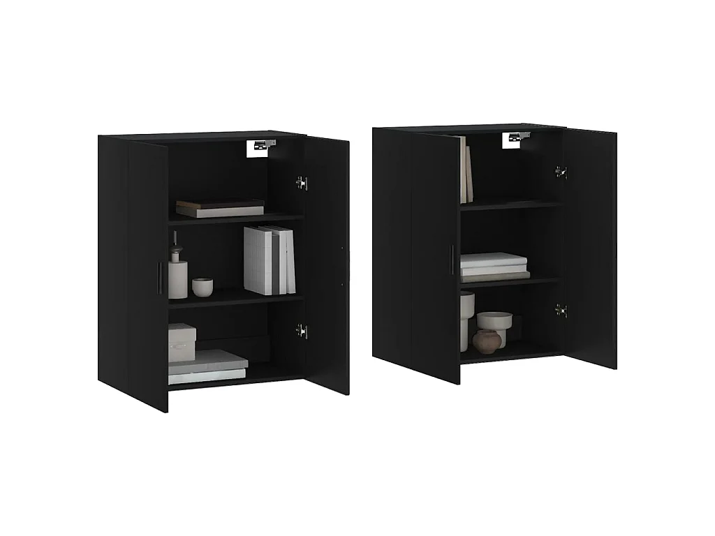 lot de 2 Armoires murales noir 69,5x34x90 cm QWE31328