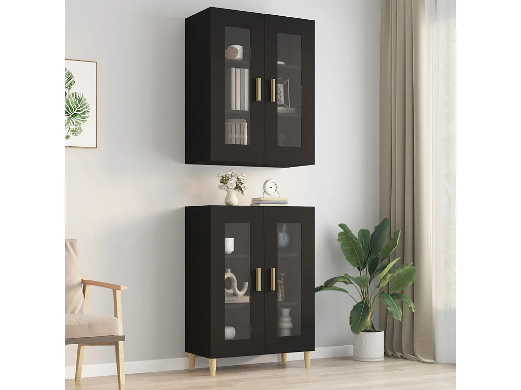 Armario de pared colgante negro 69,5x34x90 cm ES588485