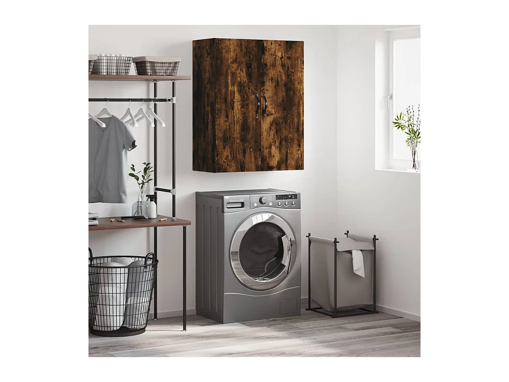 Armario de pared madera ingeniería roble ahumado 69,5x34x90 cm ES180015