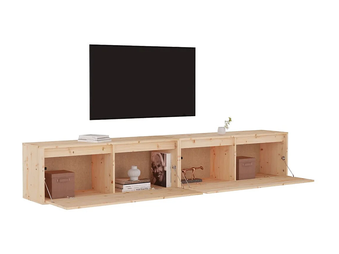 2 pcs Armoires murales 100x30x35 cm Bois de pin massif OIU18687