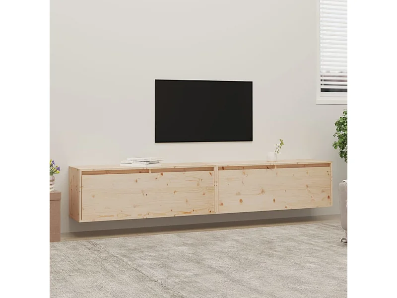 2 pcs Armoires murales 100x30x35 cm Bois de pin massif OIU18687