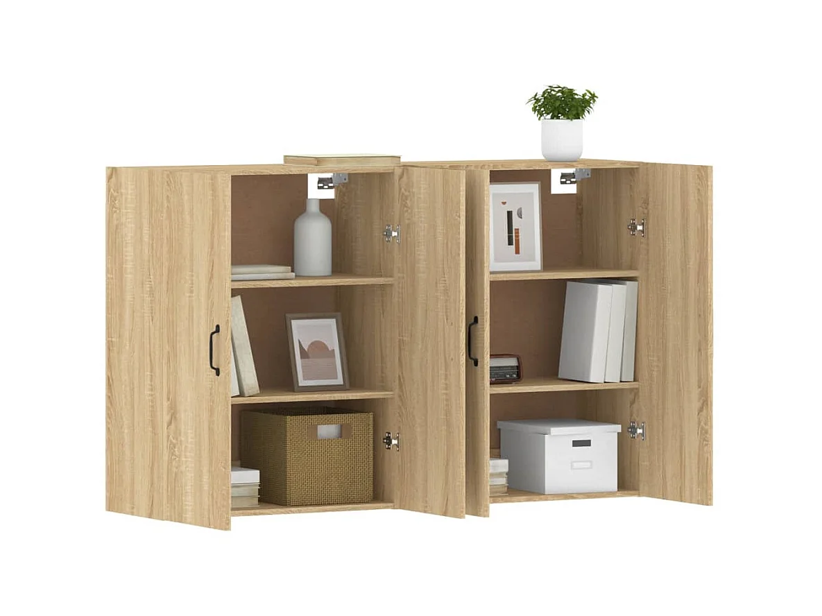 Armarios de pared 2 uds madera de ingeniería roble Sonoma ES704919