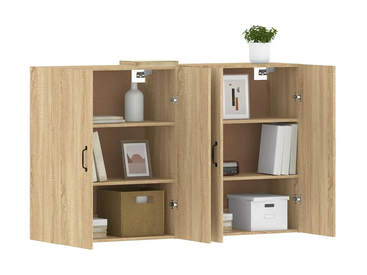 Armarios de pared 2 uds madera de ingeniería roble Sonoma ES704919