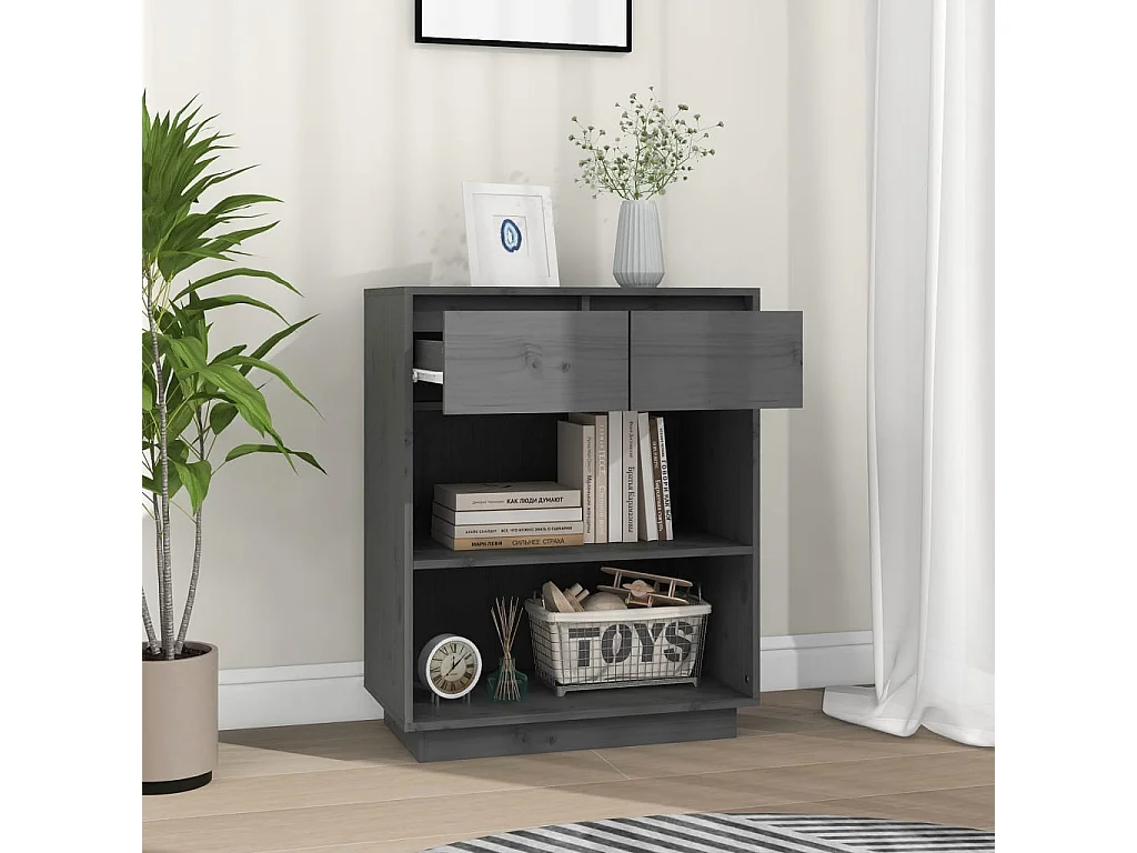 Mesa consola de madera maciza de pino gris 60x34x75 cm ES656933