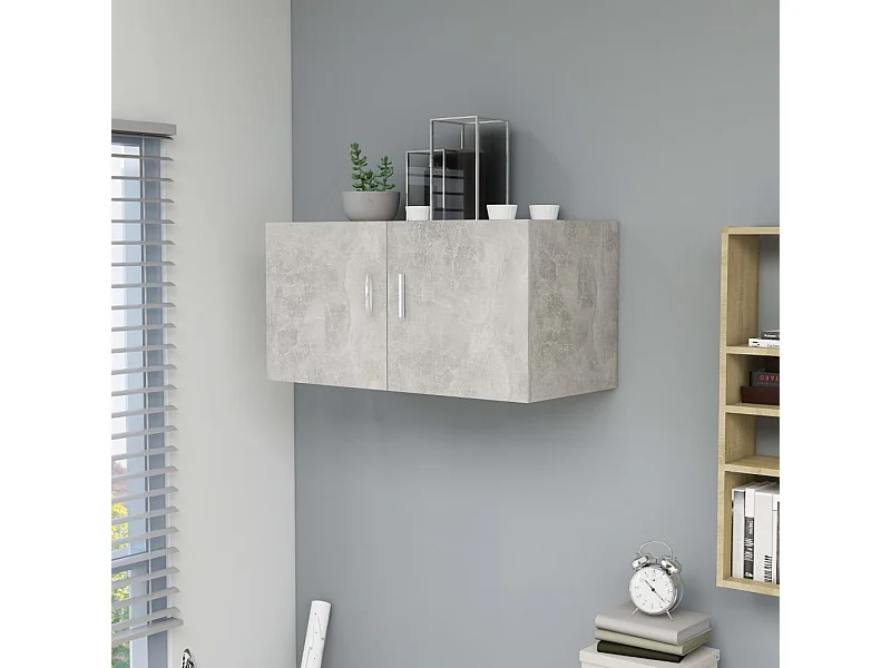 Armario de pared madera contrachapada gris hormigón 80x39x40 cm ES506617