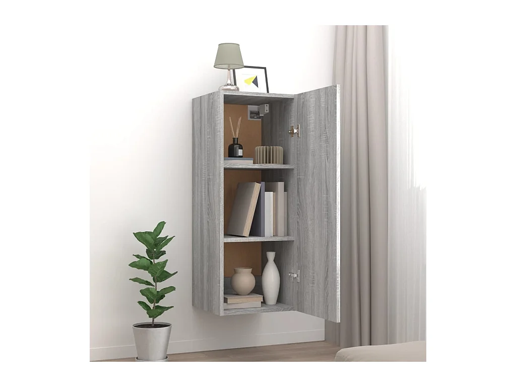 Armario de pared madera contrachapada gris Sonoma 34,5x34x90 cm ES979854