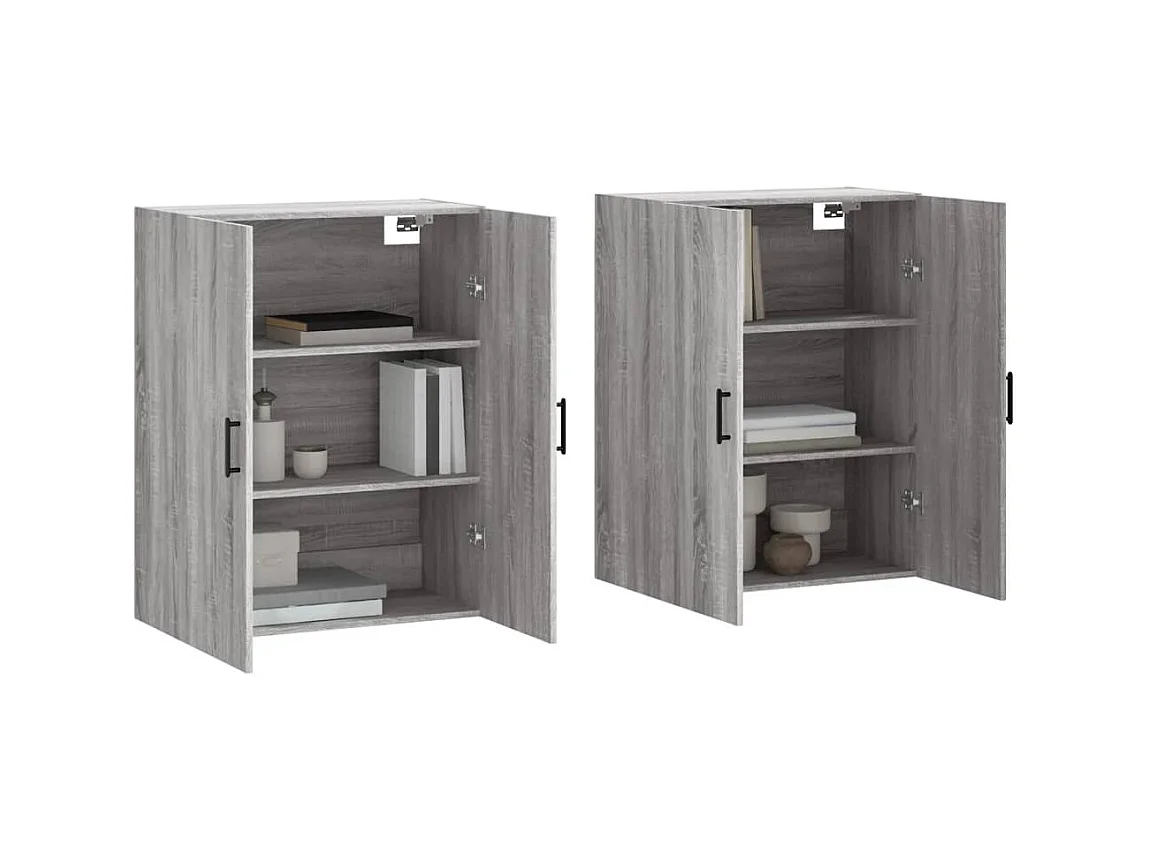 Armarios de pared 2 unidades gris Sonoma 69,5x34x90 cm ES944339