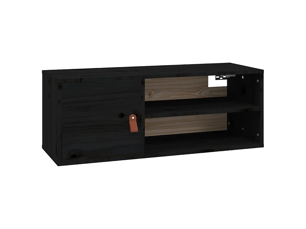 Armario de pared de madera maciza de pino negro 80x30x30 cm ES402841