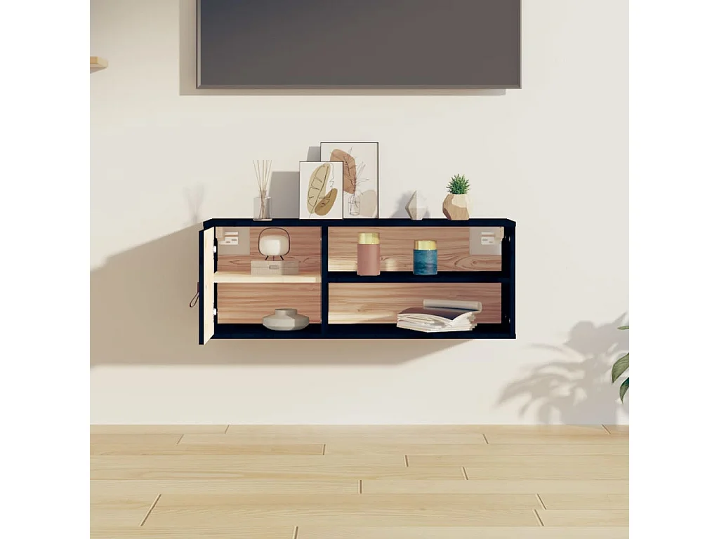 Armoire murale Noir 80x30x30 cm Bois de pin massif OLA1151