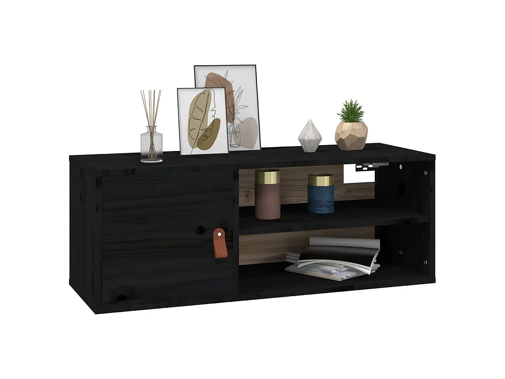 Armoire murale Noir 80x30x30 cm Bois de pin massif OLA1151