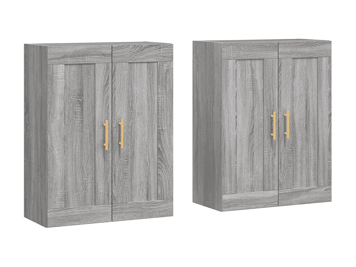 lot de 2 Armoires murales sonoma gris bois d'ingénierie QWE44386