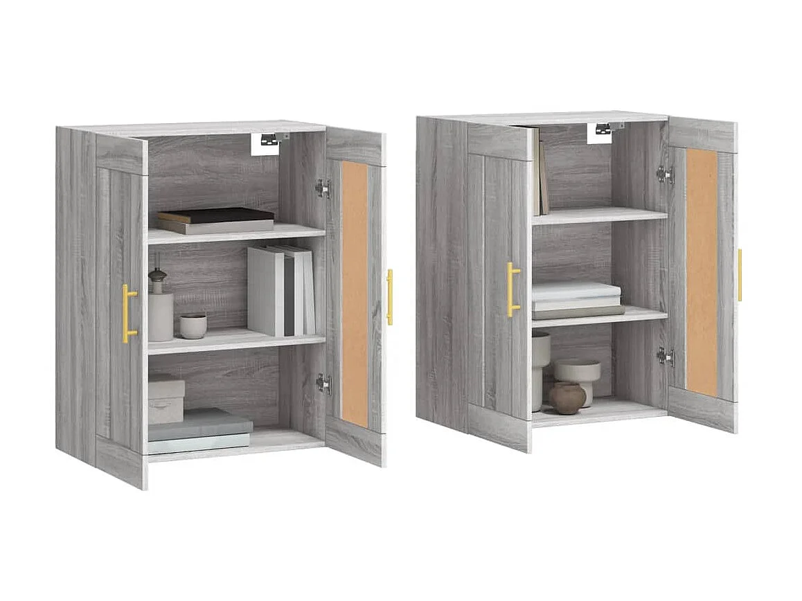 lot de 2 Armoires murales sonoma gris bois d'ingénierie QWE44386