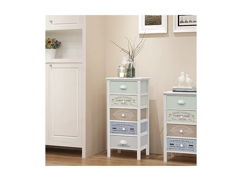 Armário arrumos estilo francês 5 gavetas madeira PT940020