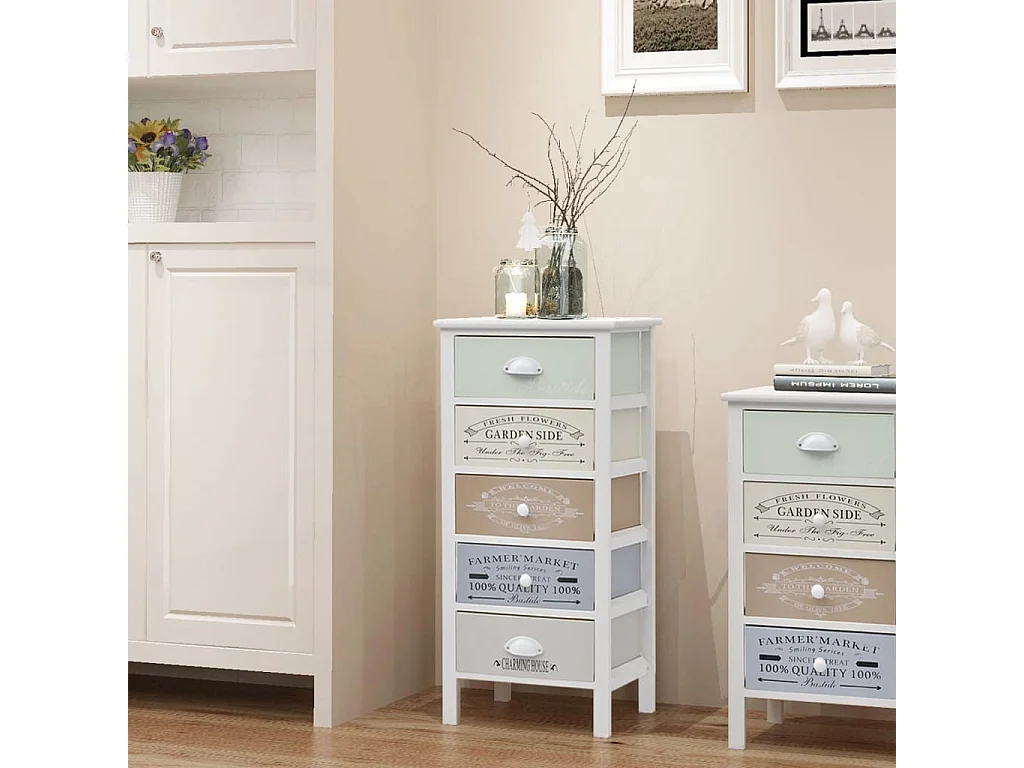 Armoire de rangement en style français 5 tiroirs Bois SBC3169