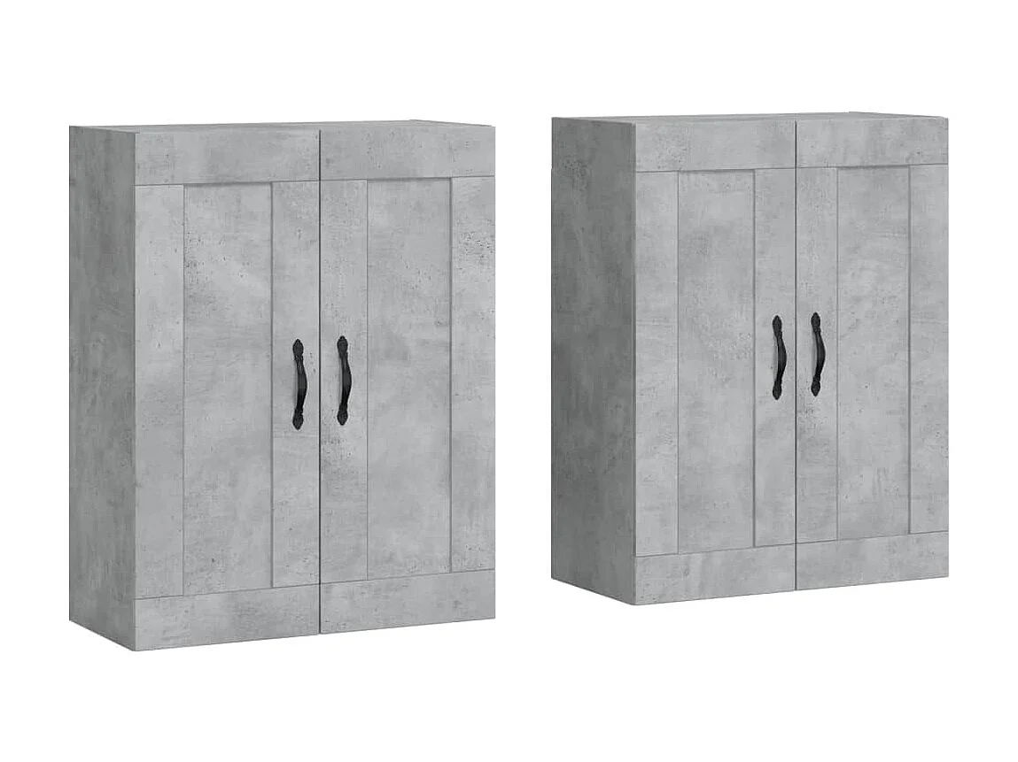 lot de 2 Armoires murales gris béton bois d'ingénierie QWE12968