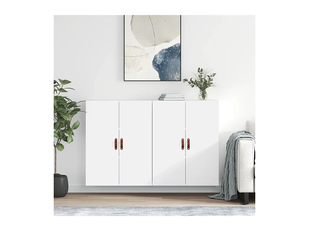 2 pcs Armoires murales blanc 69,5x34x90 cm OIU57684