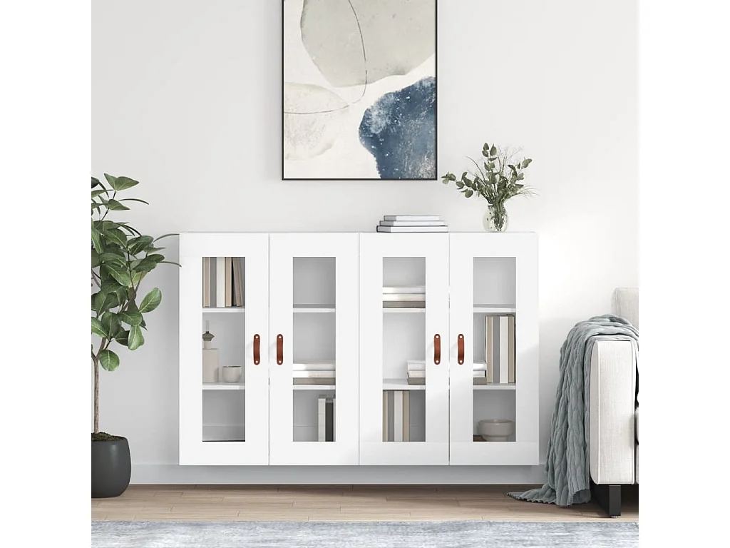 Móveis de parede 2 pcs derivados de madeira branco PT766460