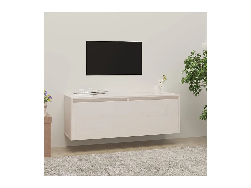 Armoire murale Blanc 100x30x35 cm Bois de pin massif OLA4916