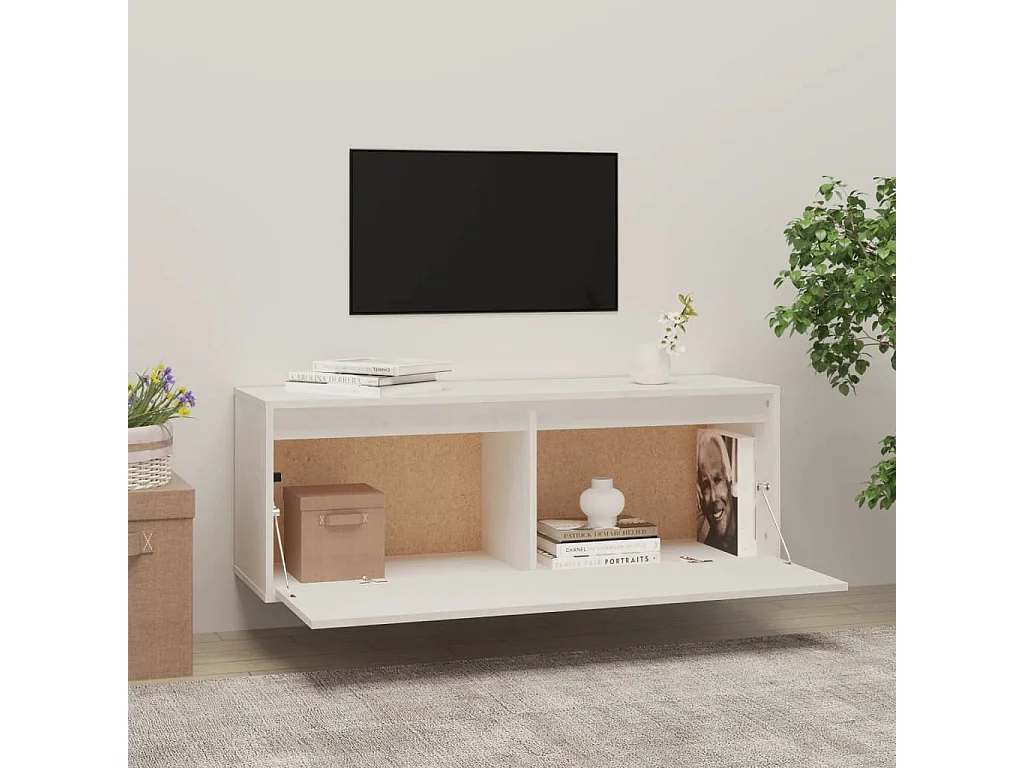 Armoire murale Blanc 100x30x35 cm Bois de pin massif OLA4916