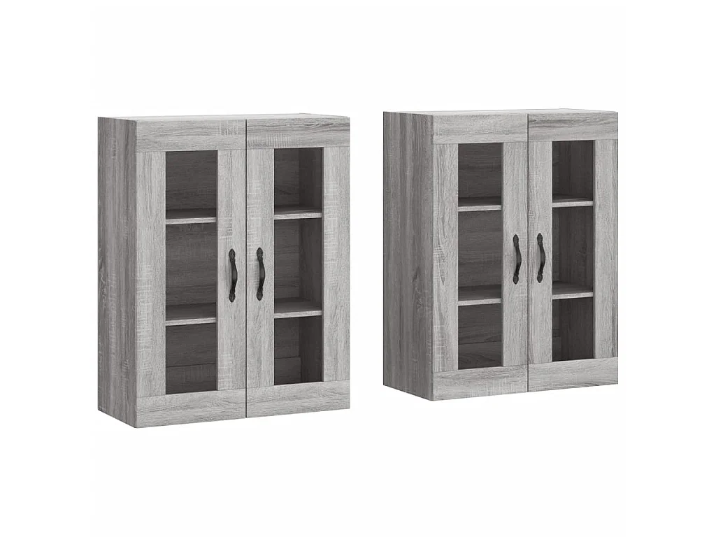 lot de 2 Armoires murales sonoma gris bois d'ingénierie QWE82611
