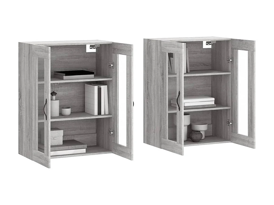 lot de 2 Armoires murales sonoma gris bois d'ingénierie QWE82611