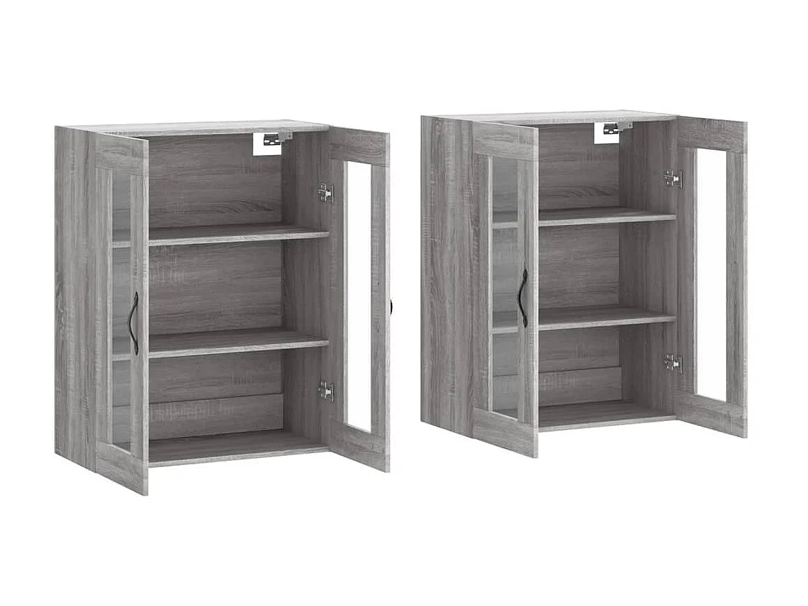 lot de 2 Armoires murales sonoma gris bois d'ingénierie QWE82611
