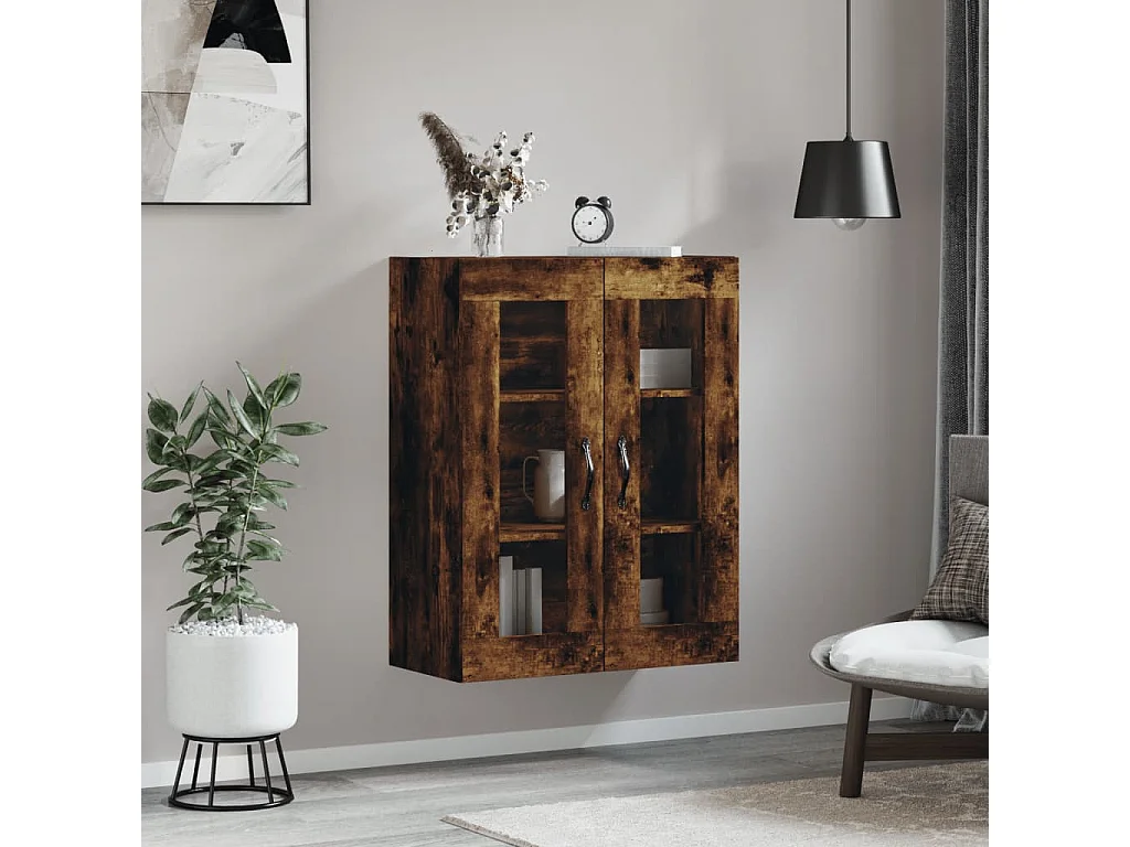 Armoire murale chêne fumé 69,5x34x90 cm bois d'ingénierie QWE47658
